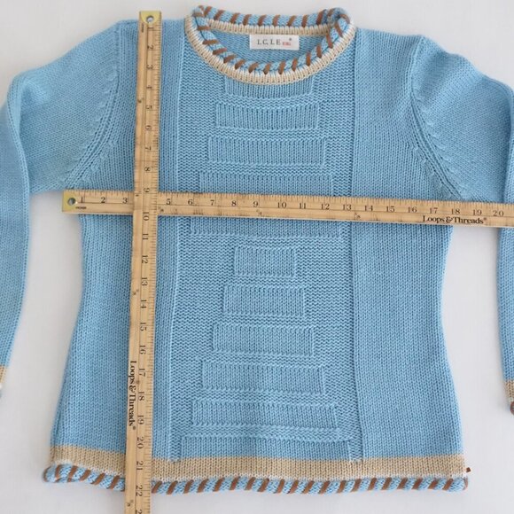 Vintage I.C.I.E Roma Sky Blue Knit 3D Crewneck Sweater S - Picture 4 of 10